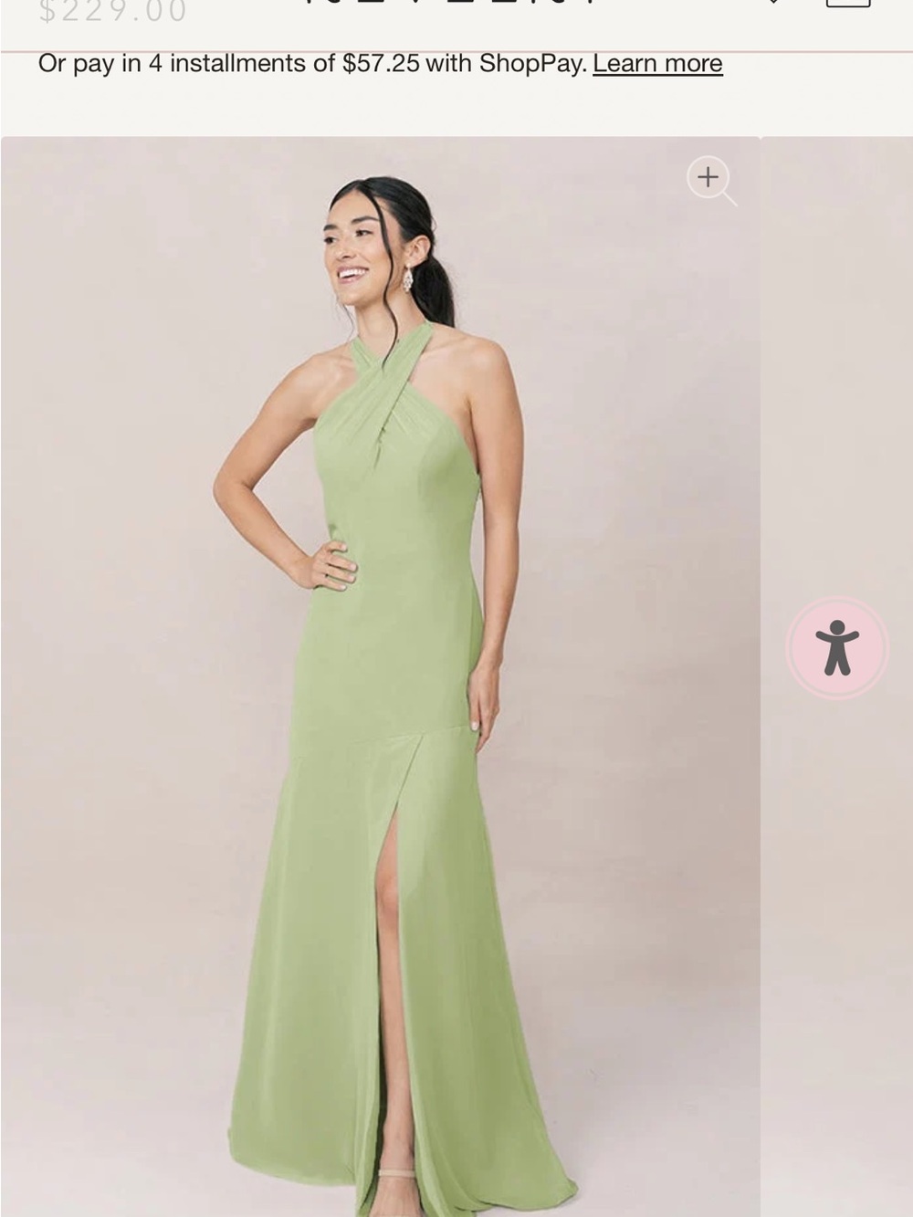 Revelry Athena Chiffon Dress in Matcha